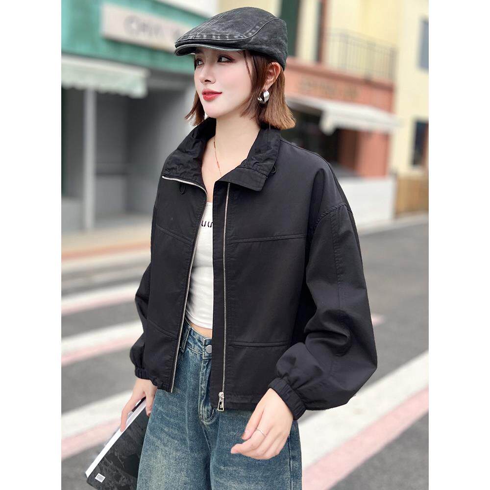 ROUMIKL时尚短款外套女2025春秋新款洋气减龄显瘦百搭小个子夹克