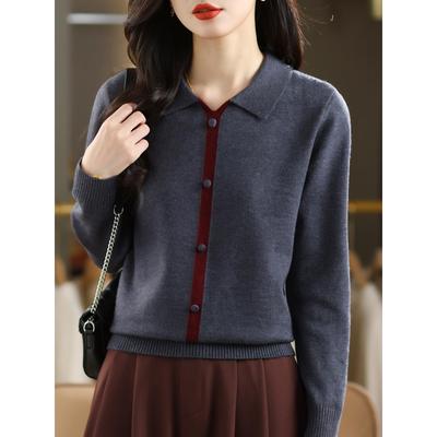 ROUMIKL翻领针织打底衫女秋冬高级感内搭上衣2025新款洋气妈妈毛