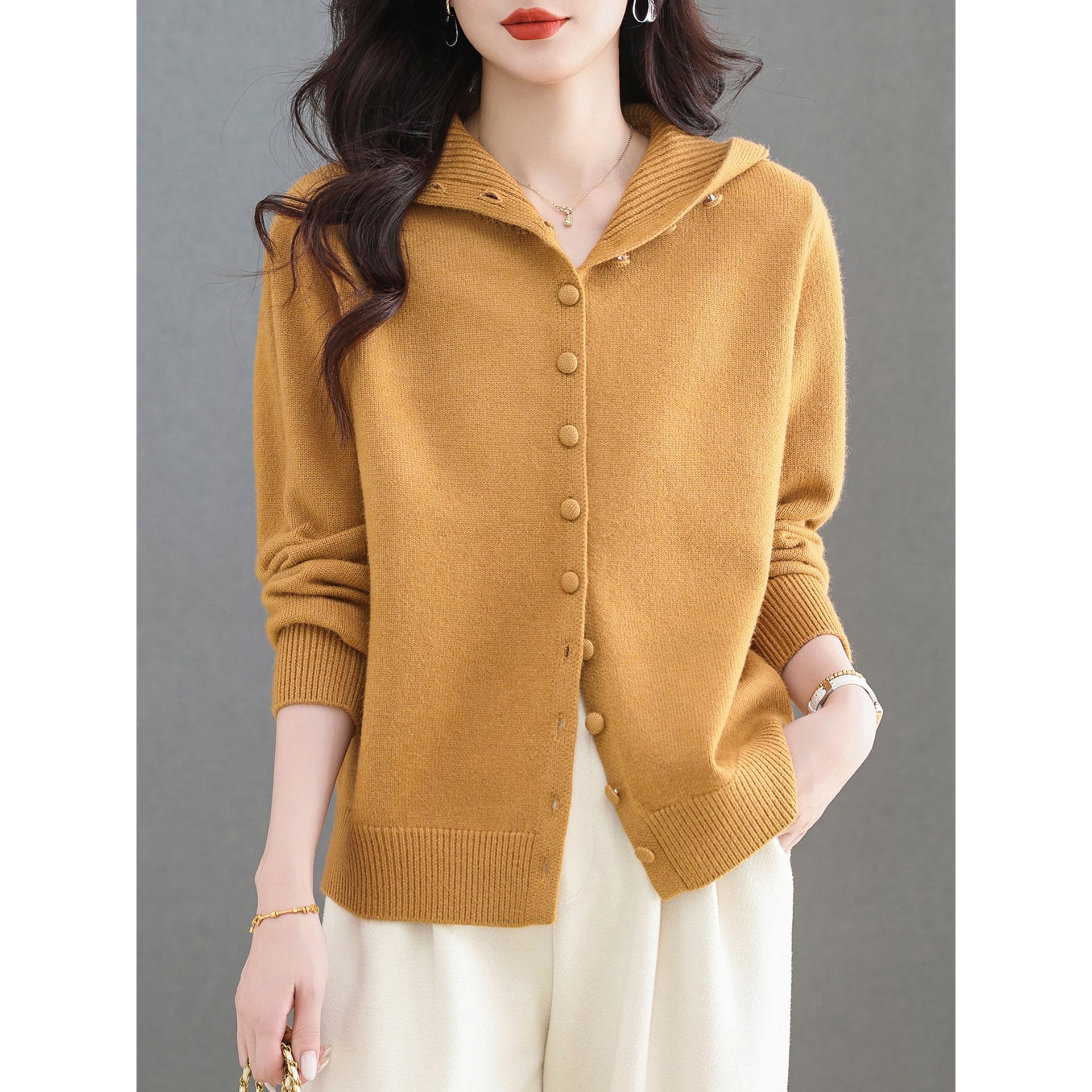 ROUMIKL连帽针织衫开衫卫衣长袖上衣春秋季2025新款女装宽松带帽