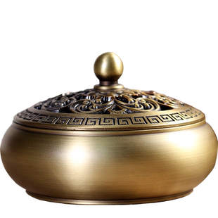 创意复古铜合金三足香炉龙凤盘香炉香薰炉香道摆件家用古典摆件