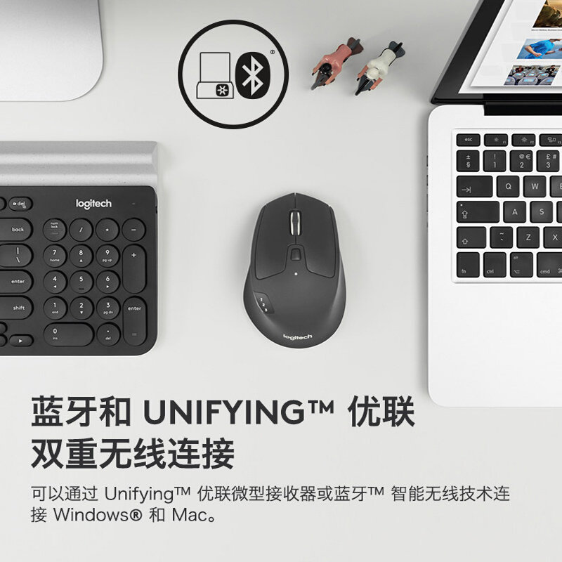 罗技m720无线鼠标办公商务家用多设备连接蓝牙双模便携台式笔记本