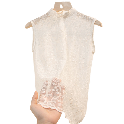 浪莎蕾丝无袖罩衫女洋气