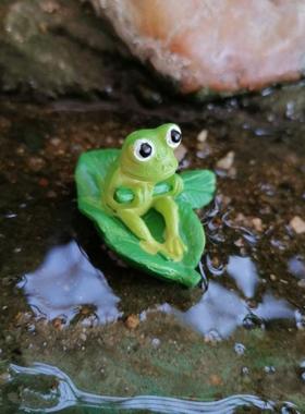 沉水青蛙划船盆栽小摆件工艺品盆景树脂装饰森系治愈萌萌哒微景观