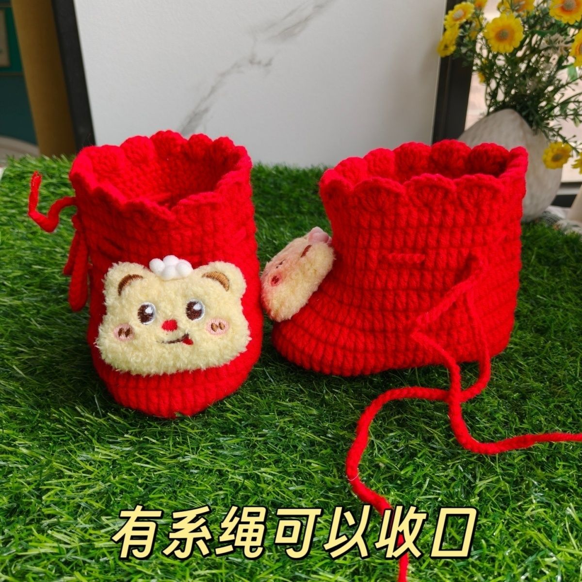 冬季手工编织婴儿鞋子套