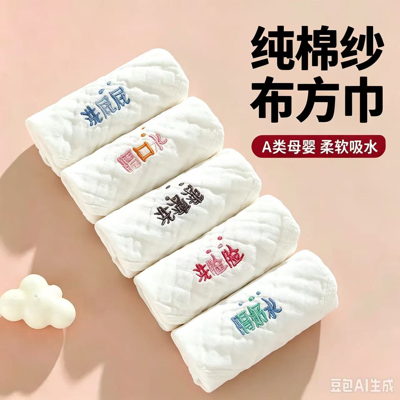 婴儿纯棉六层纱布毛巾新
