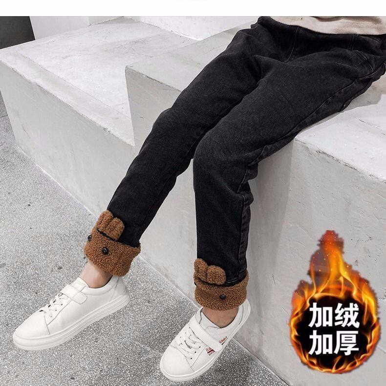 童装女童牛仔裤加绒加厚