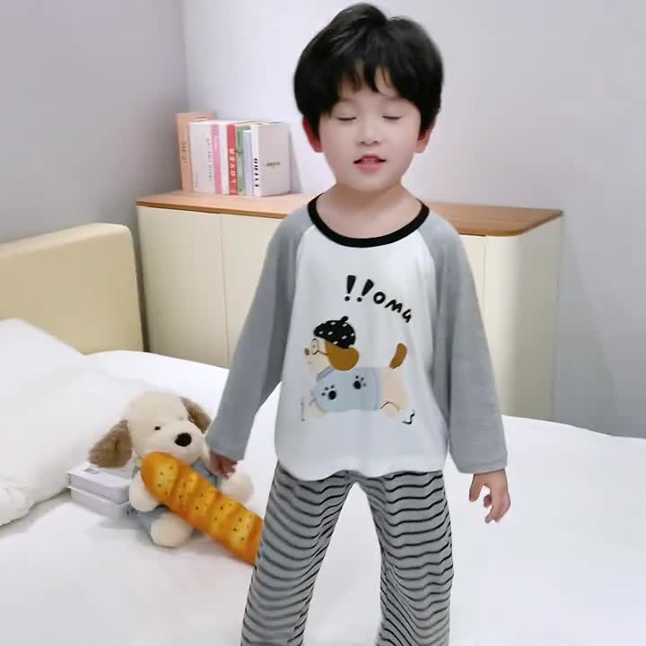 男童睡衣长袖莫代尔薄款