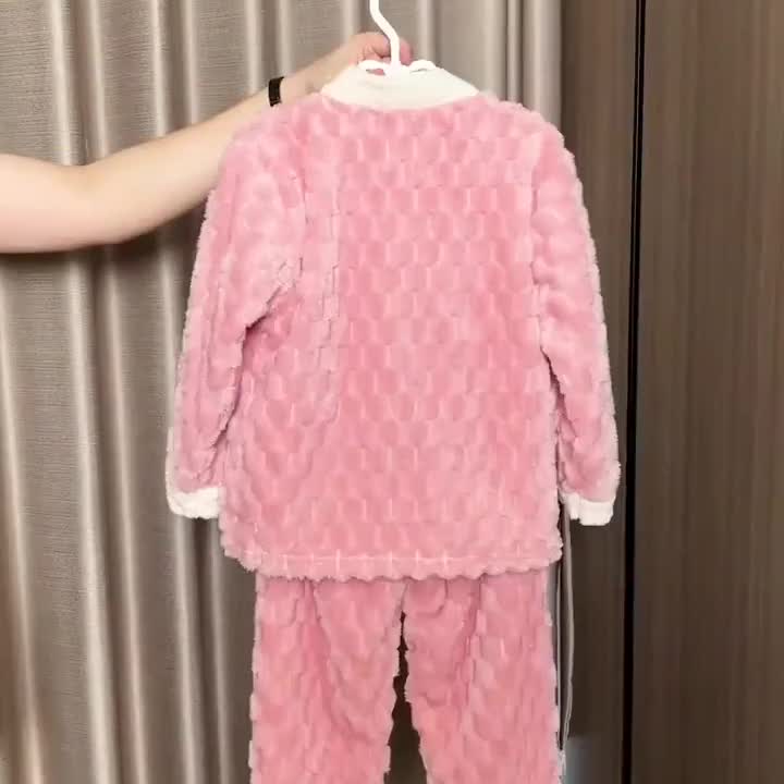 秋冬季儿童法兰绒睡衣女