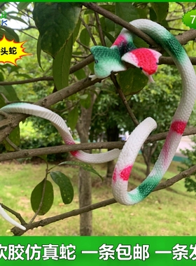 双头仿真蛇吓人两头蛇软胶蛇儿童玩具蛇变异蛇塑胶假蛇眼镜蛇模型