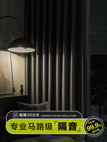 超强马路隔音窗帘遮光新款卧室客厅专业隔热遮阳帘加厚落地窗飘窗