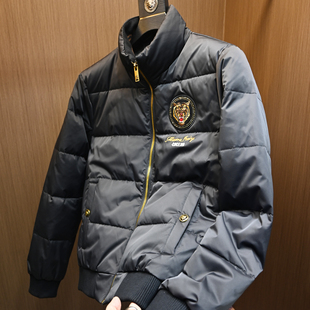 冬季新款立领刺绣羽绒服男欧洲站潮牌修身轻奢高品质保暖羽绒外套