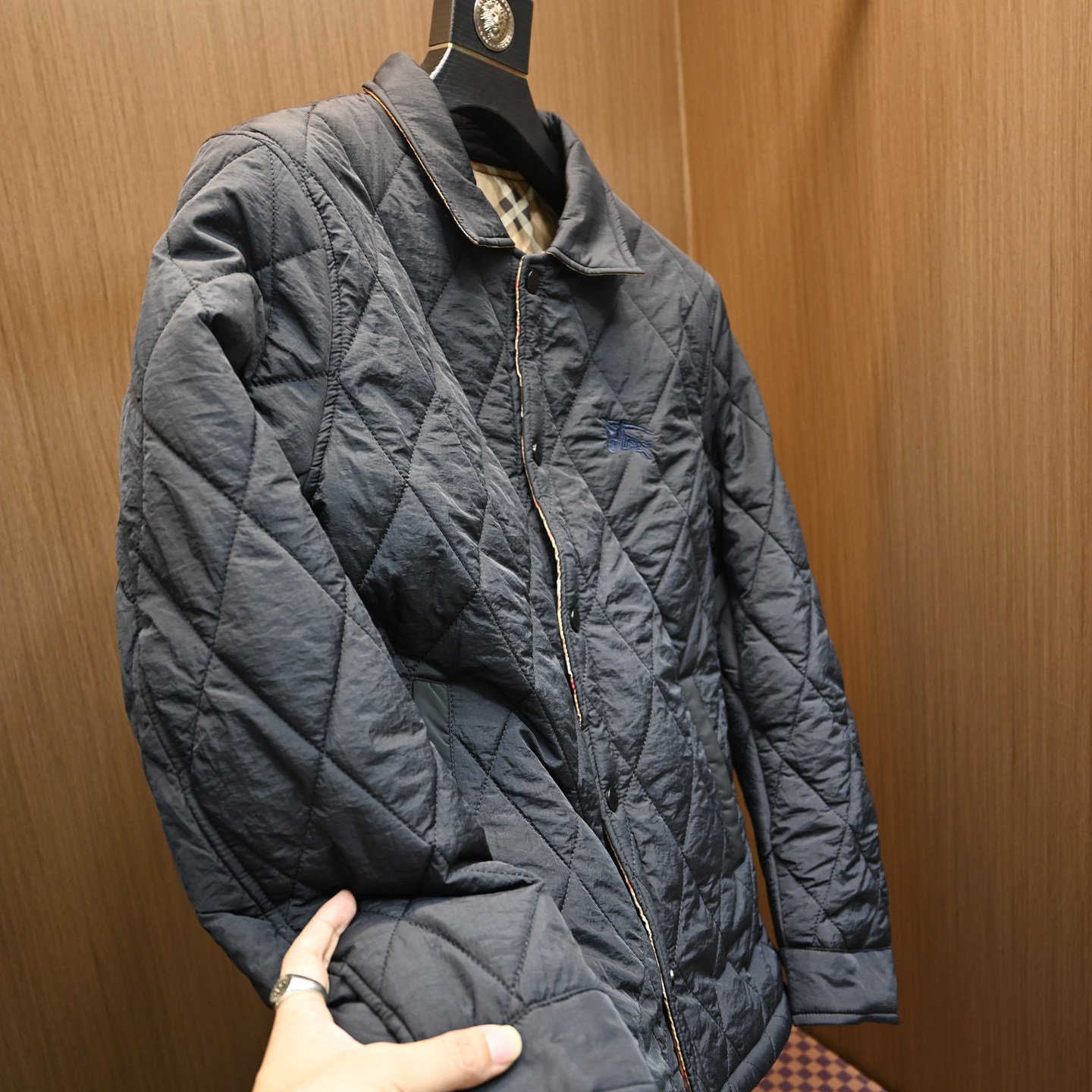 欧洲站潮牌刺绣菱格翻领棉衣男秋冬季高品质修身休闲大码棉服外套,男装,棉衣,淘宝优惠券,粉丝福利购,淘宝优惠卷