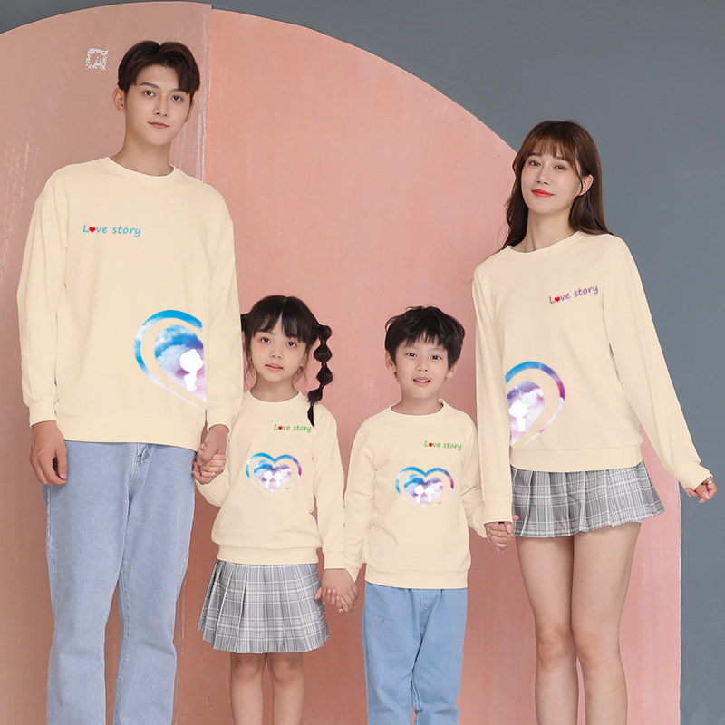亲子装秋装长袖一家三口卡通休闲母女装2024高端母女装卫衣全家装