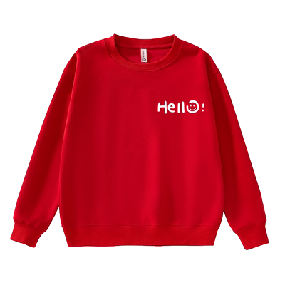 亲子装秋季一家三口绿色卫衣2024新款父子装hello胸标印花全家装