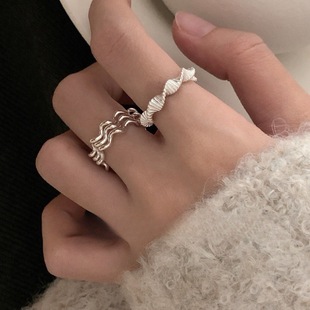 甜酷几何莫比乌斯戒指女百搭叠戴气质多层线条开口指环网红食指戒