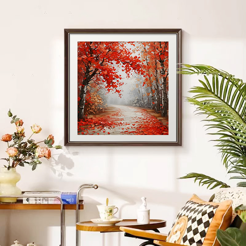 红树林枫叶油画治愈系欧式风景客厅装饰画沙发背景墙餐厅玄关挂画