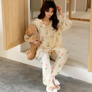 春秋月子服纯棉十月份秋季 产妇不勒肚子孕妇睡衣潮妈外出哺乳衣秋