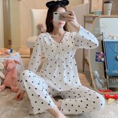 夏季 女士产妇产后孕妇月子服纯棉莫代尔睡衣女自带胸垫哺乳家居服