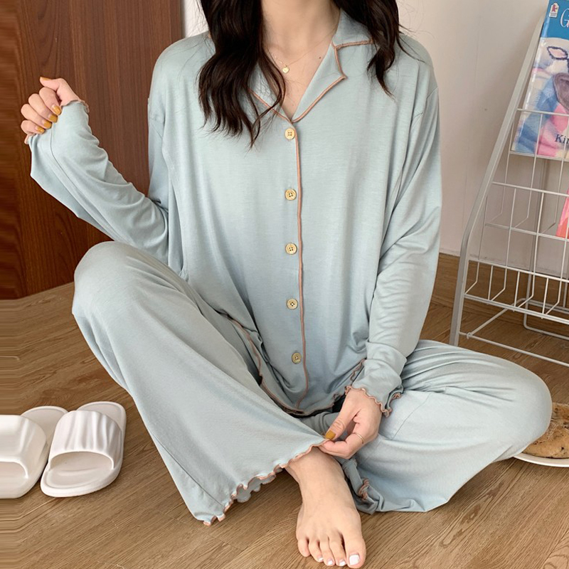 女士哺乳衣月子服夏季产后莫代尔棉孕妇睡衣女纯棉大码家居服套装