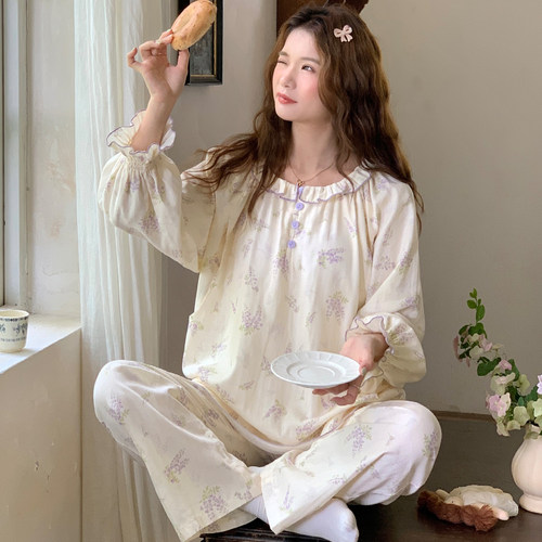 谷奈妈妈月子服纯棉纱布孕妇睡衣