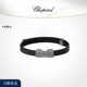 Chopard萧邦黑色牛皮革钌色电镀金属手镯情侣款 女神节礼物送女友