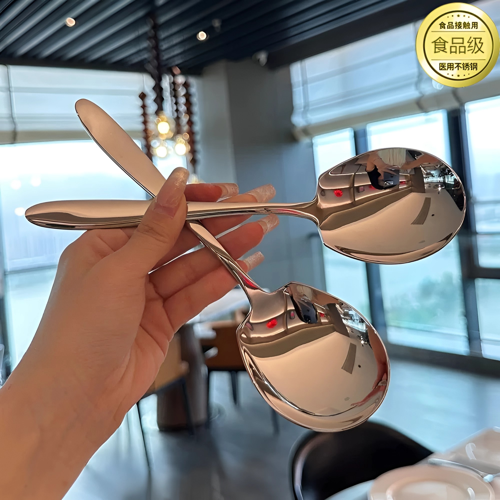 加厚加大不锈钢大勺子大号分菜勺酒店自助餐厅食堂分餐匙公用勺