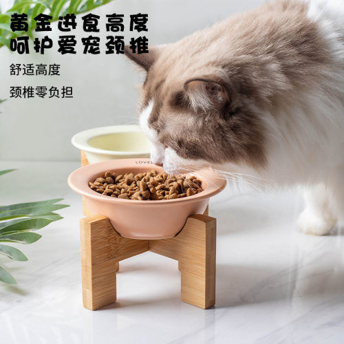 飞碟猫碗陶瓷斜口猫饭碗，宠物碗