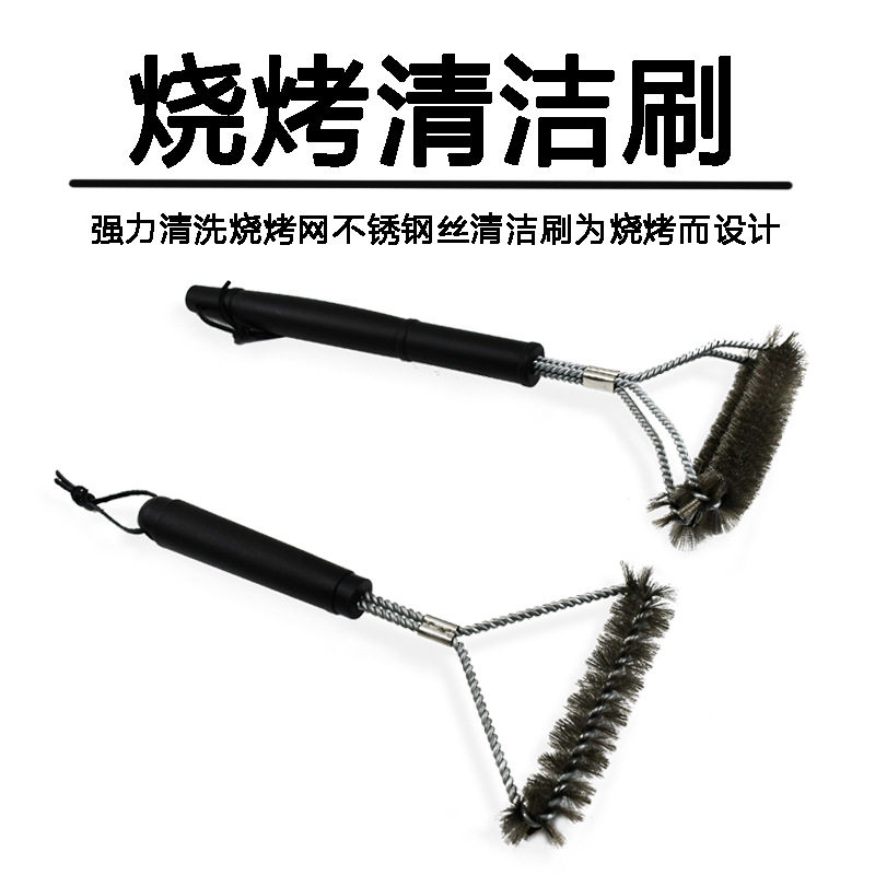 不锈钢丝刷子圆头烧烤刷长柄刷清洗刷油烟机钢丝刷圆形手持烧烤架