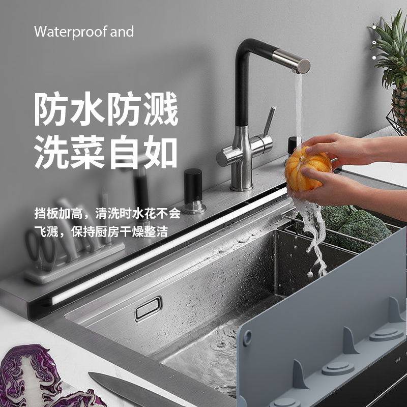 新款厨房水槽挡水板吸盘式水池创意防溅水隔水防水挡板洗菜盆挡板
