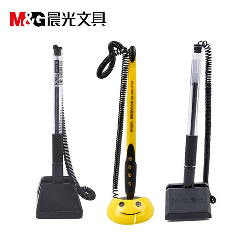 晨光台笔可粘贴带绳前台笑脸防丢