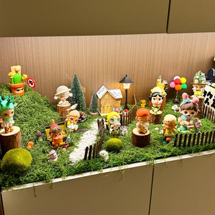 盲盒造景展示架收纳场景布置手办置物架仿真苔藓装饰作品展示柜