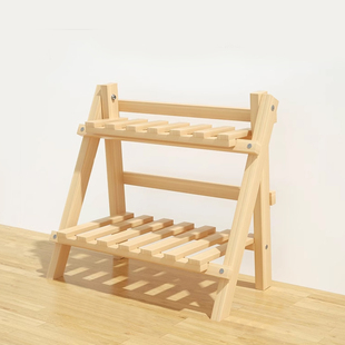 松木置物架简约木质架宿舍桌面实木收纳架卧室房间书桌双层整理架