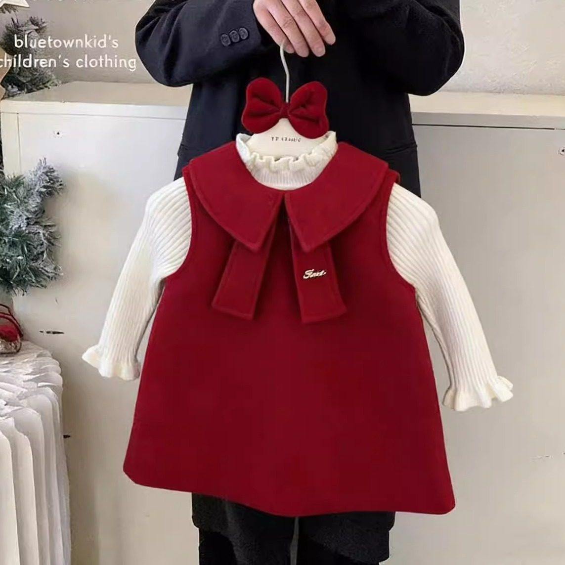 宝宝小香风a版生日裙子女童过年红色背心裙套装洋气新年喜庆裙装,童装/婴儿装/亲子装,套装,淘宝优惠券,粉丝福利购,淘宝优惠卷