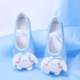 缎面芭蕾鞋 软底练功猫爪鞋 甜美可爱女孩跳舞鞋 精美蓝色儿童舞蹈鞋