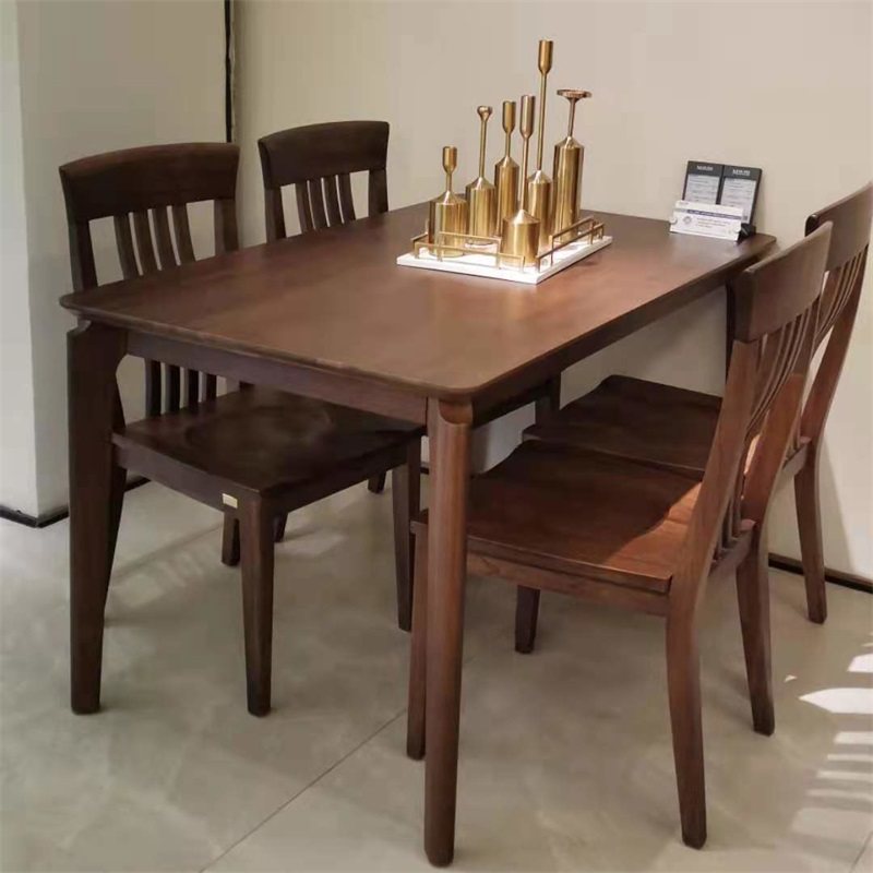 南洋胡氏 胡桃生活 yz6s21长餐桌,椅 1.35/1.5m胡桃木简约现代