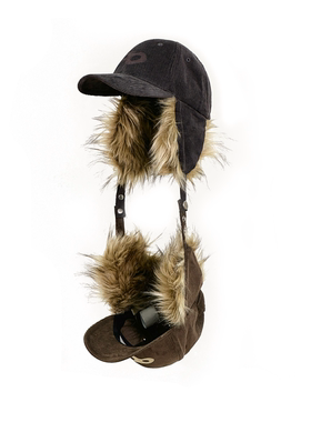 RELABEL灯芯绒复古logo刺绣护耳渐变高爆毛撞色雷锋棒球帽