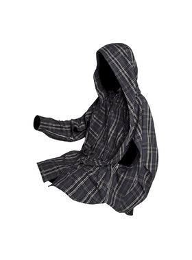 RELABEL 空间关系（空环洞）色织格纹双形态宽松中长款衬衣型罩衣