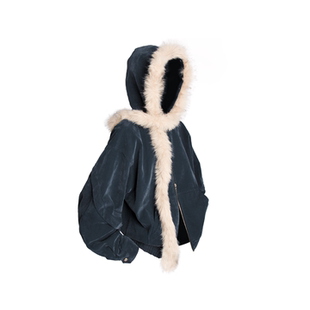 RELABEL 空间关系（绒花）植绒牛仔可拆毛绒围巾底特律活页夹克