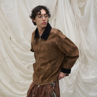 做旧水洗多口袋廓型底特律夹克