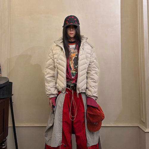 三色分割内外穿防水排骨羽绒服