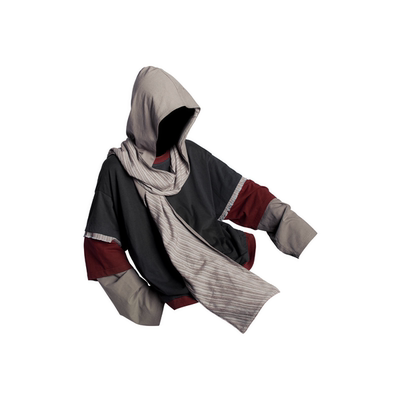 条纹拼接可拆兜帽假三件洗水长袖