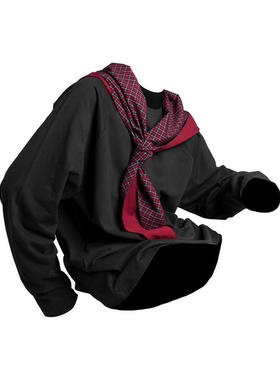 RELABEL 空间关系（内外）双色拼接条纹格纹可拆大兜帽插肩袖长袖