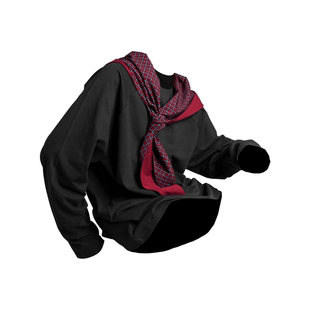 长袖 RELABEL 双色拼接条纹格纹可拆大兜帽插肩袖 内外 空间关系