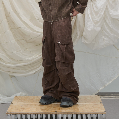 水洗廓型多口袋可调节飘带炮弹裤