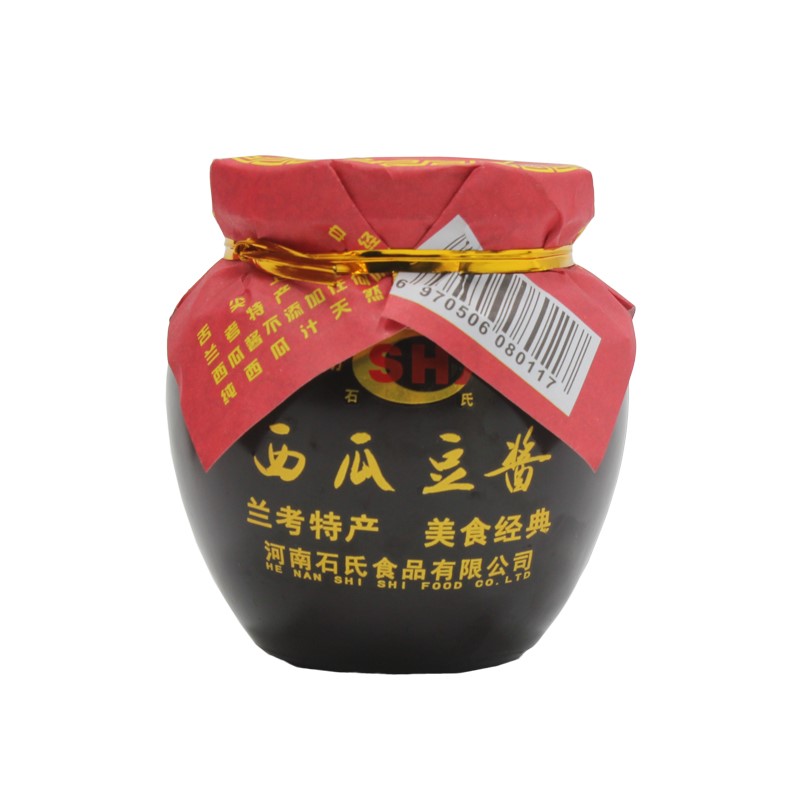 兰考石氏西瓜酱香辣酱农家自制黄豆酱夹馍酱豆组合220g*4瓶礼盒装
