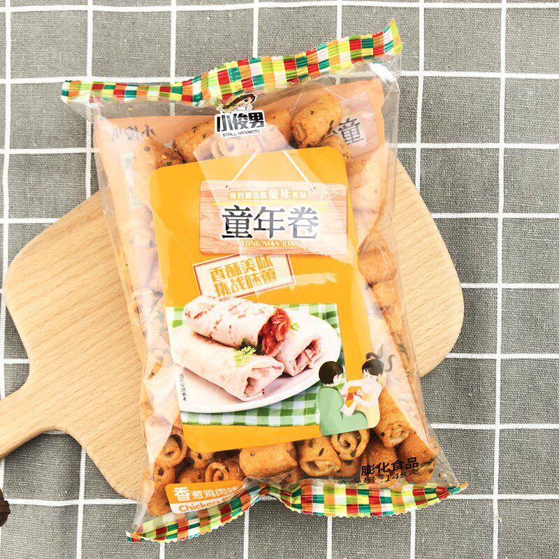 小俊男童年卷香葱鸡肉卷80后怀旧小零食休闲小吃膨化食品甜辣锅巴