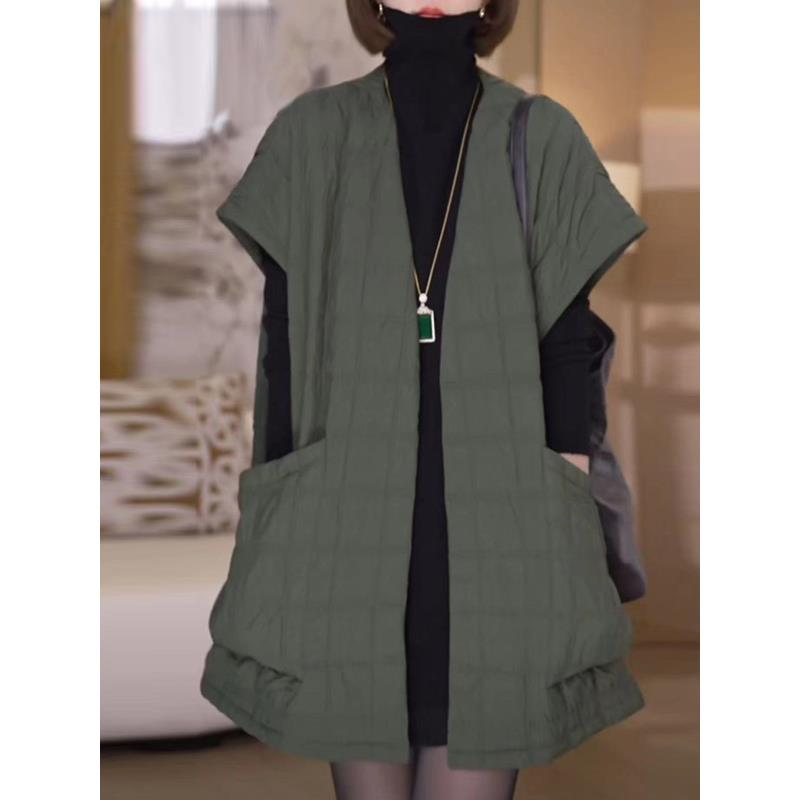 ROUMIKL轻奢时尚夹马夹外套女秋冬大码宽松慵懒休闲中长款马甲春