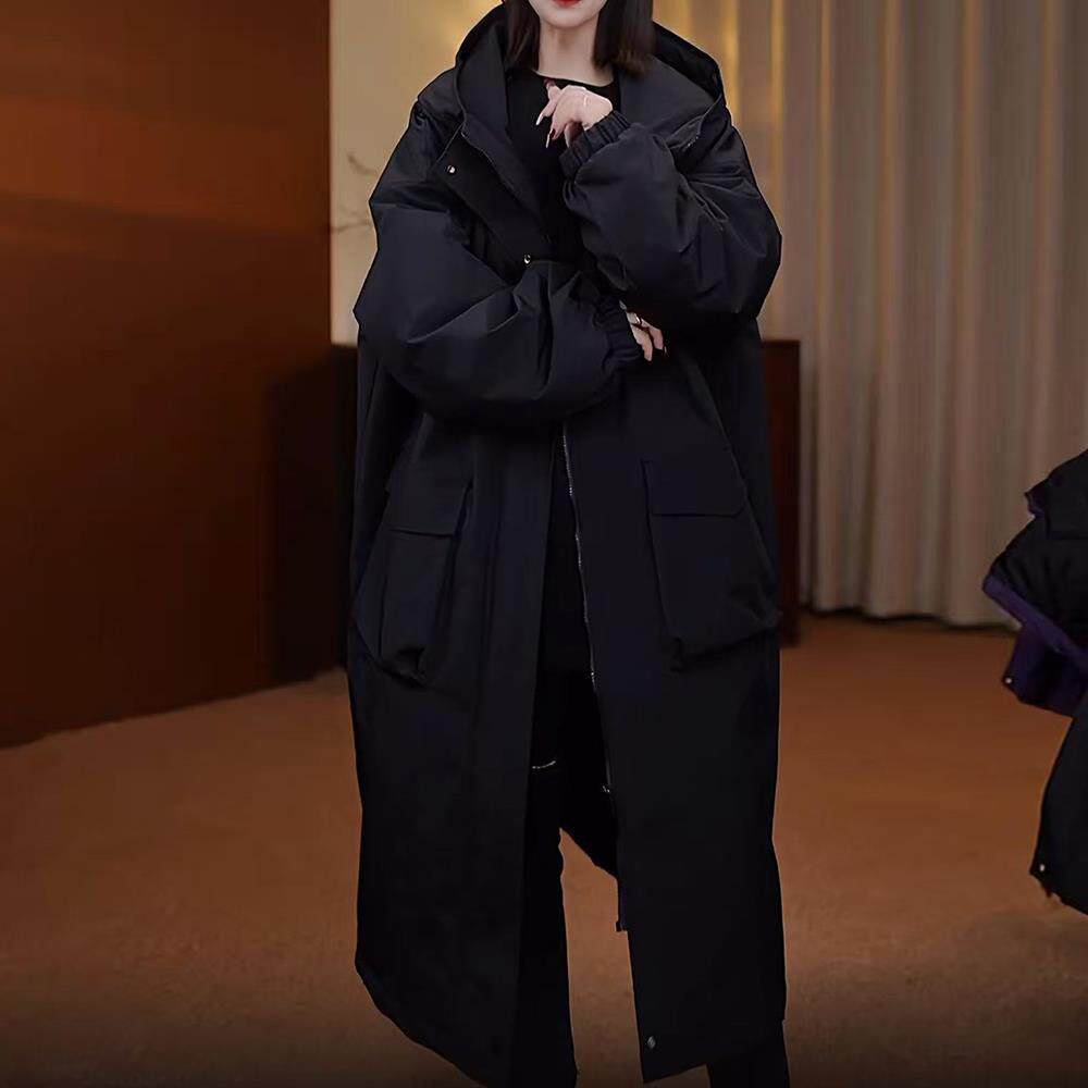 ROUMIKL高级感休闲长款夹风衣外套女冬季厚实保暖胖妹妹欧版服袄