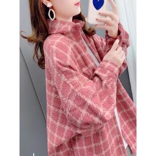 ROUMIKL时尚高端2025新款秋季女装法式设计包领大尺寸格纹长袖衬