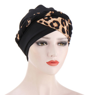 欧美拼花布辫子帽帽简便套头帽女turban hat wowen